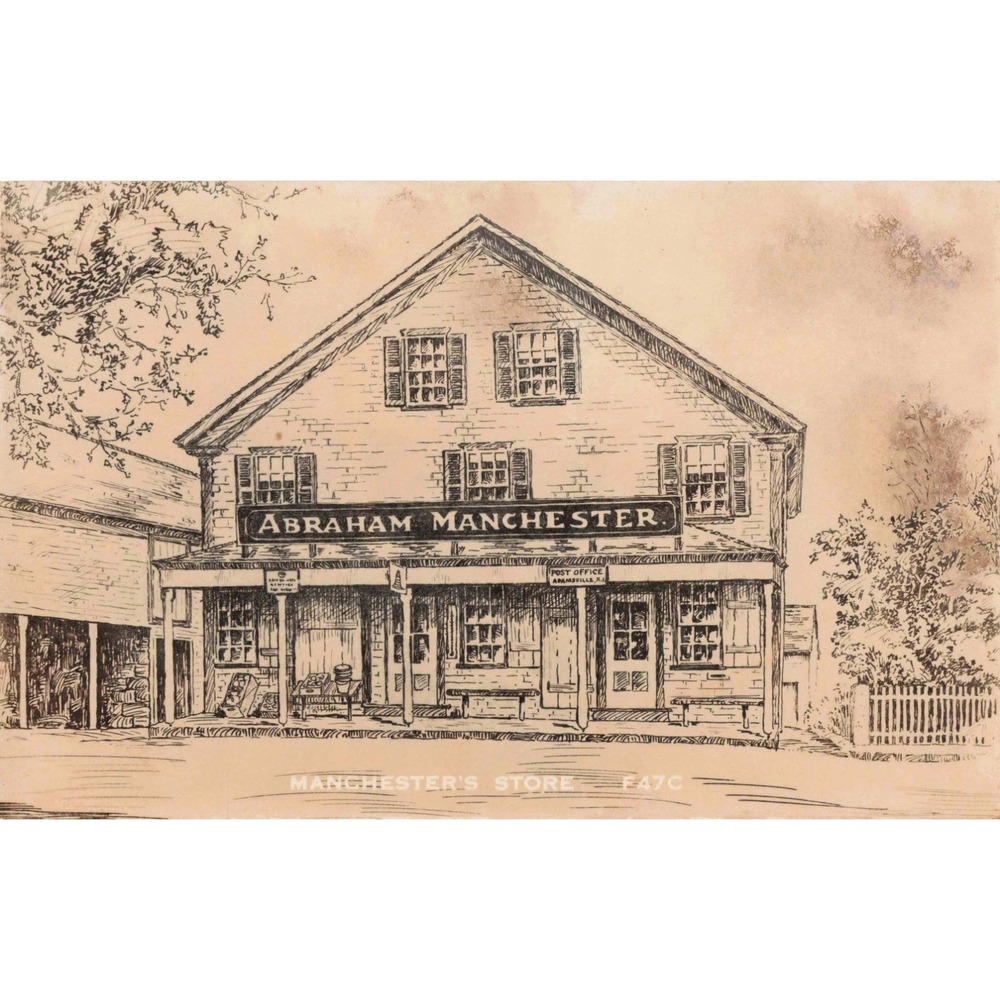 Vintage Abraham Manchester Store Adamsville RI Sepia Sketch Postcard E47C - Picture 1 of 2